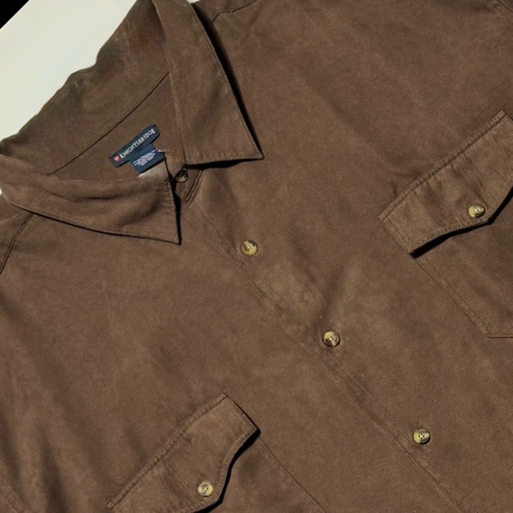 Knightsbridge Mens Brown Faux Suede Shirt‎ Size 4X Ultra Soft Excellent